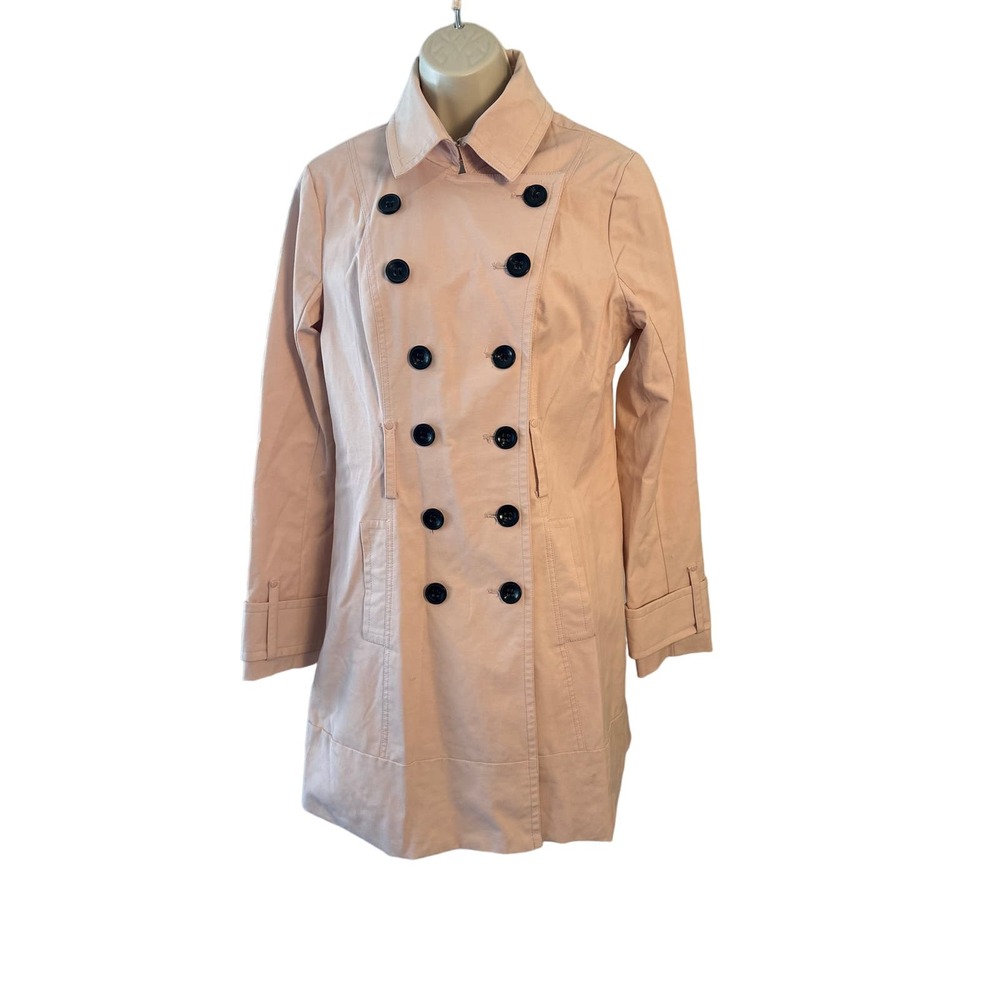New York & Company Blush Pink Double Breasted Trench Coat Womens Medium Classic